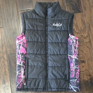 Muddy Girl Black and Pink Puffer Vest